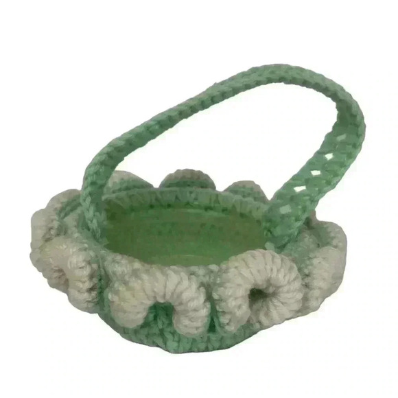 VINTAGE CROCHETED PERFECT EASTER BUNDLE BASKET EGG CHICK TWO BUNNIES HANDMADE - Picture 8 of 16